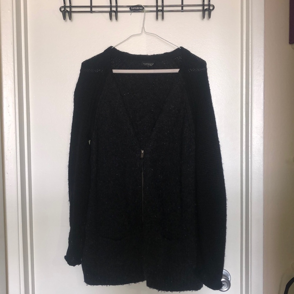 Grey and black knit cardigan